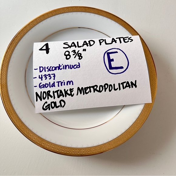 4 Noritake Salad Plates METROPOLITAN GOLD Encrusted Band Trim Contemporary China - Picture 13 of 13